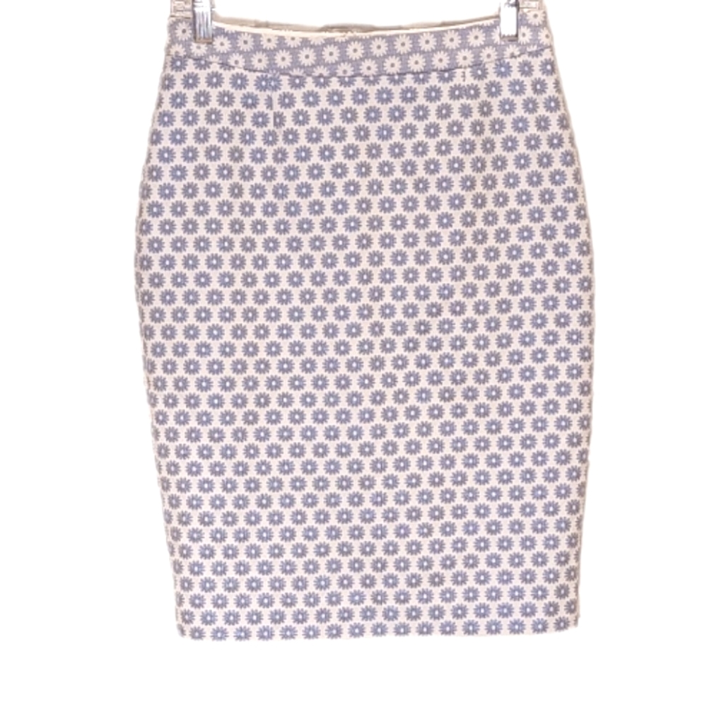 Boden Floral Daisy Pencil Textured Skirt Sz 6 blue white